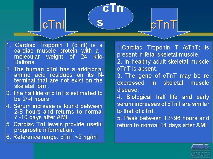 c. Tn. I c. Tn s 1. Cardiac Troponin I (c. Tnl) is a