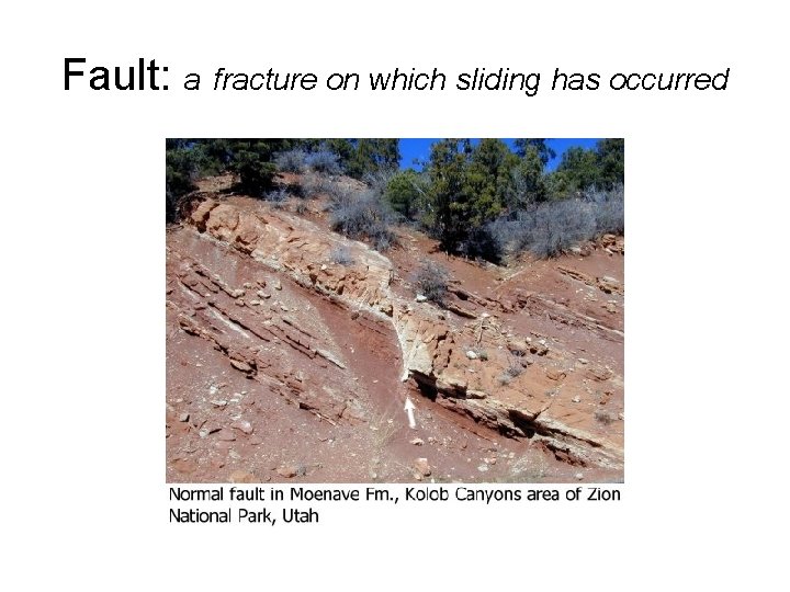 Fault: a fracture on which sliding has occurred 