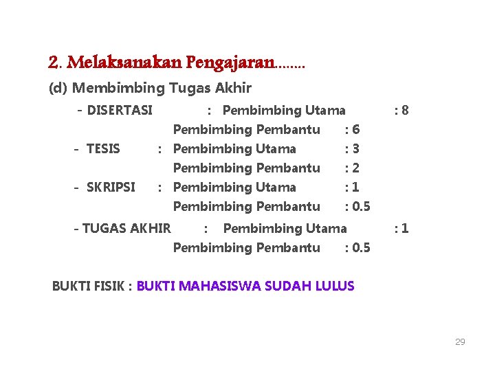 2. Melaksanakan Pengajaran. . . . (d) Membimbing Tugas Akhir - DISERTASI : Pembimbing