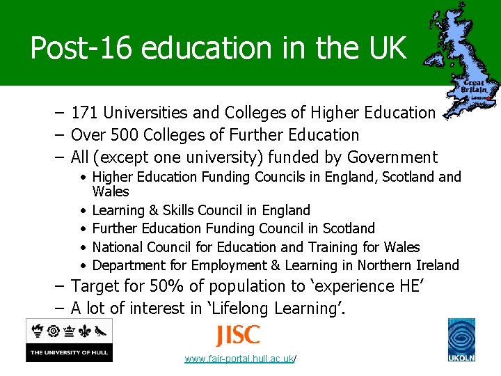 Post-16 education in the UK – 171 Universities and Colleges of Higher Education –