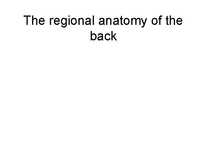 The regional anatomy of the back 