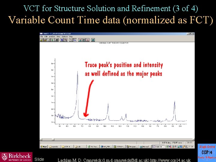 VCT for Structure Solution and Refinement (3 of 4) Variable Count Time data (normalized