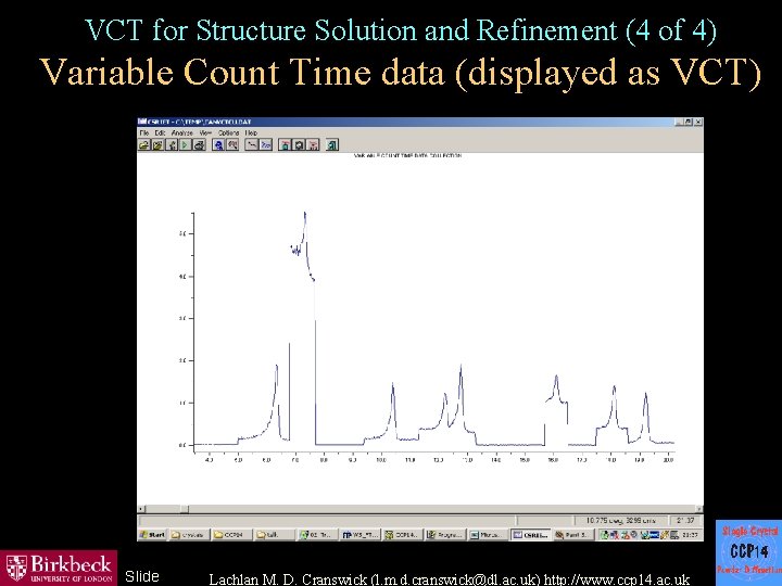 VCT for Structure Solution and Refinement (4 of 4) Variable Count Time data (displayed