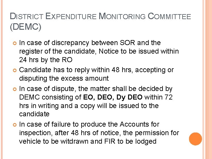 DISTRICT EXPENDITURE MONITORING COMMITTEE (DEMC) In case of discrepancy between SOR and the register