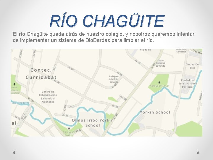 RÍO CHAGÜITE El río Chagüite queda atrás de nuestro colegio, y nosotros queremos intentar