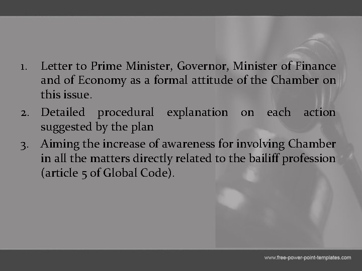 1. Letter to Prime Minister, Governor, Minister of Finance and of Economy as a