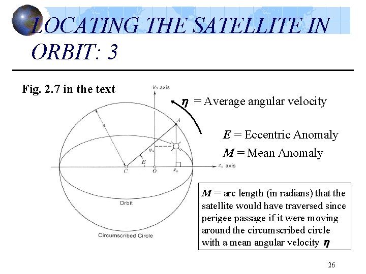 LOCATING THE SATELLITE IN ORBIT: 3 Fig. 2. 7 in the text = Average