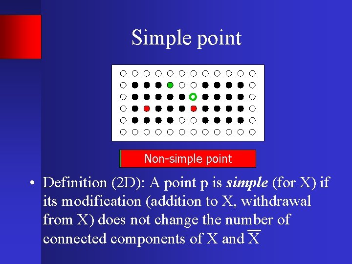 Simple point Set X (black Simple Non-simple points) point of X • Definition (2