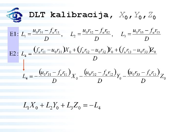 DLT kalibracija, X 0, Y 0, Z 0 