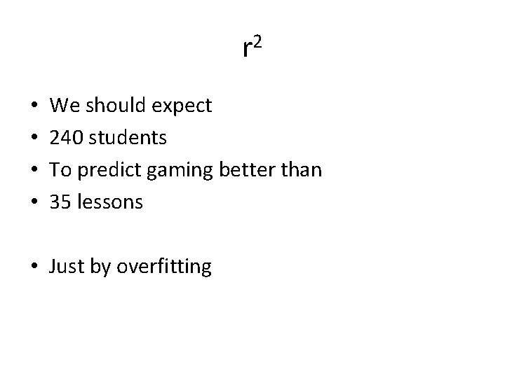 r 2 • • We should expect 240 students To predict gaming better than