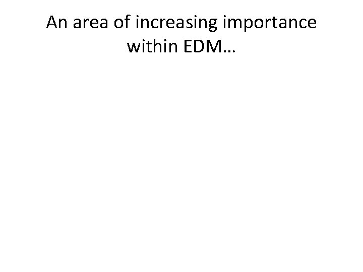 An area of increasing importance within EDM… 