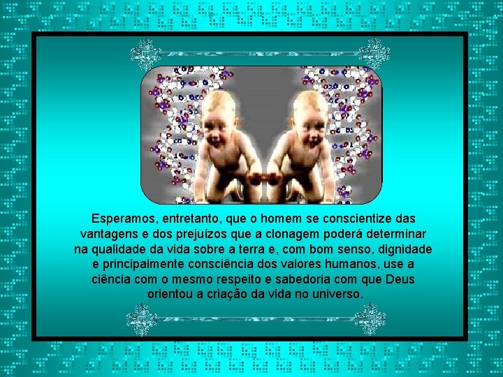 Esperamos, entretanto, que o homem se conscientize das vantagens e dos prejuízos que a