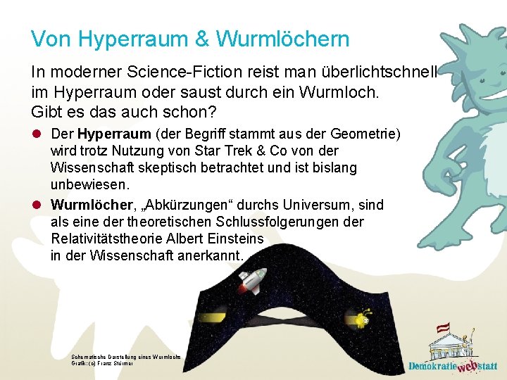 Von Hyperraum & Wurmlöchern In moderner Science-Fiction reist man überlichtschnell im Hyperraum oder saust