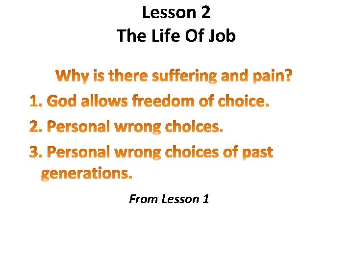 Lesson 2 The Life Of Job From Lesson 1 