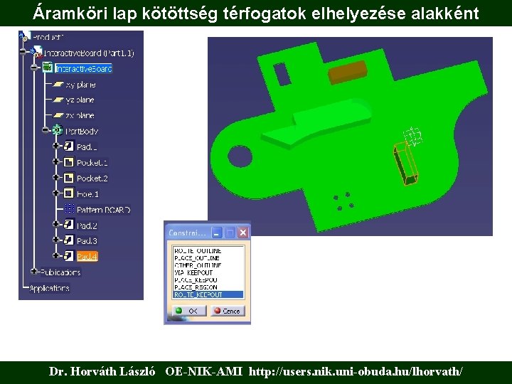 Áramköri lap kötöttség térfogatok elhelyezése alakként Dr. Horváth László OE-NIK-AMI http: //users. nik. uni-obuda.