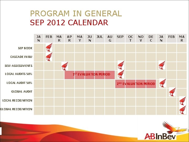 PROGRAM IN GENERAL SEP 2012 CALENDAR JA N FEB MA R AP R MA
