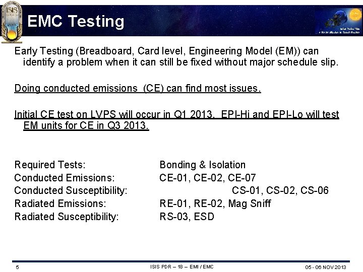 EMC Testing Solar Probe Plus A NASA Mission to Touch the Sun Early Testing