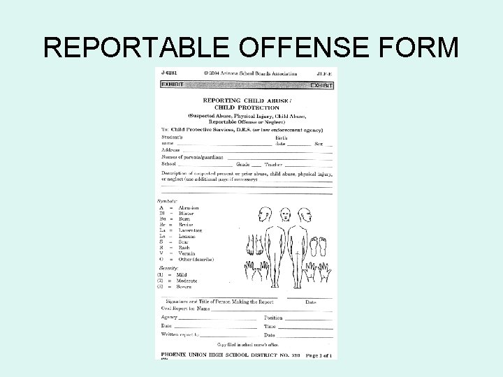 REPORTABLE OFFENSE FORM 