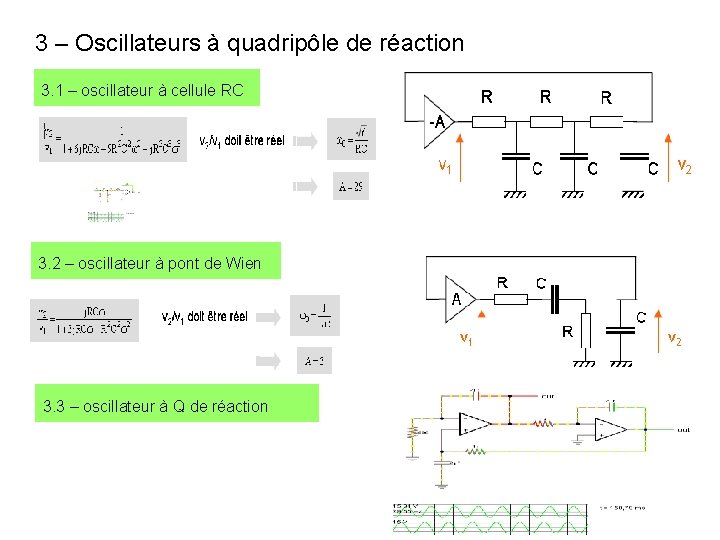 3 – Oscillateurs à quadripôle de réaction 3. 1 – oscillateur à cellule RC