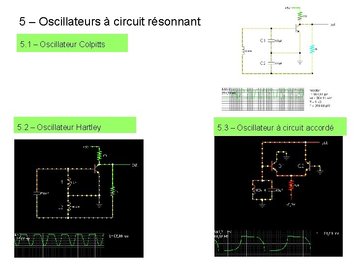 5 – Oscillateurs à circuit résonnant 5. 1 – Oscillateur Colpitts 5. 2 –