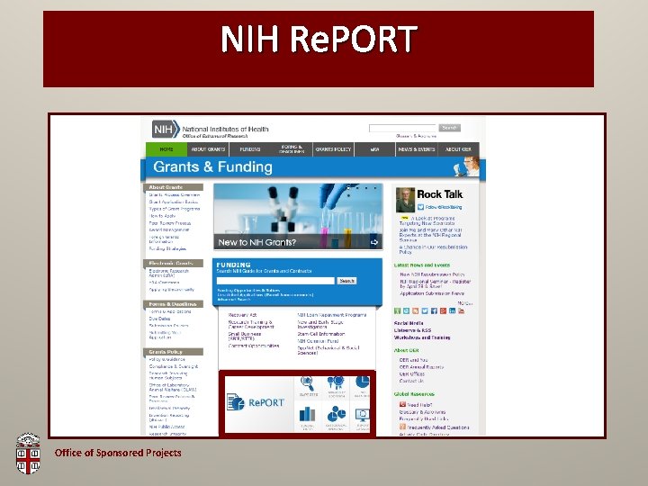 NIH Re. PORT Office of Sponsored Projects 