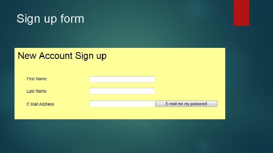 Sign up form 