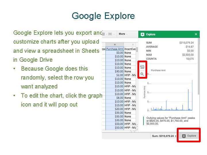 Google Explore lets you export and customize charts after you upload and view a Google Explore lets you export and customize charts after you upload and view a