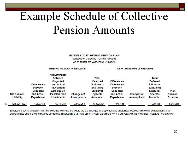 Example Schedule of Collective Pension Amounts 22 