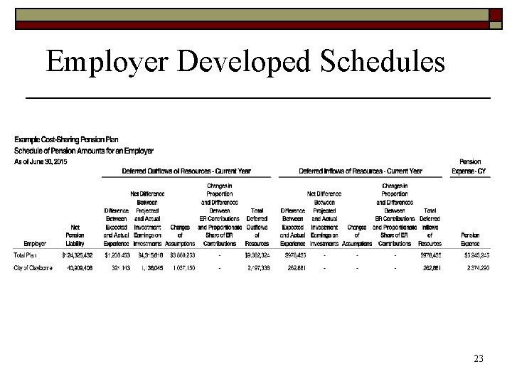 Employer Developed Schedules 23 