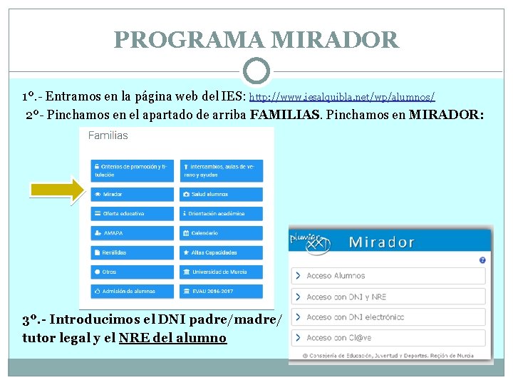 PROGRAMA MIRADOR 1º. - Entramos en la página web del IES: http: //www. iesalquibla.