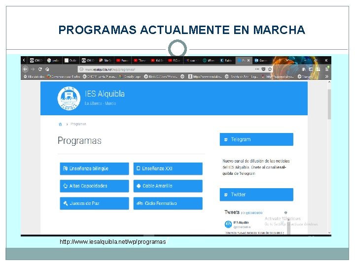PROGRAMAS ACTUALMENTE EN MARCHA http: //www. iesalquibla. net/wp/programas/ 