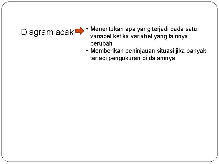 Diagram acak • Menentukan apa yang terjadi pada satu variabel ketika variabel yang lainnya