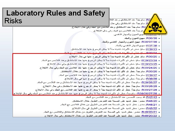 Laboratory Rules and Safety Risks 