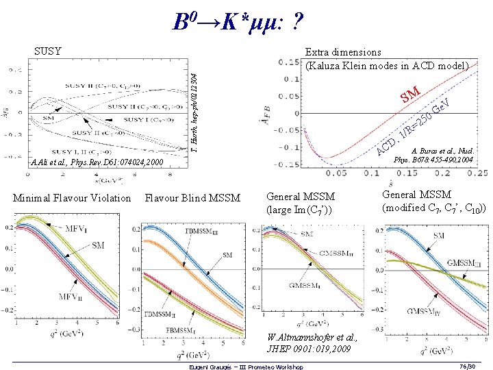 B 0→K*μμ: ? SUSY T. Hurth, hep-ph/0212304 Extra dimensions (Kaluza Klein modes in ACD