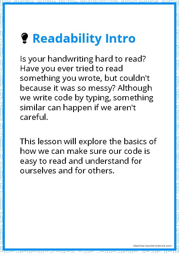 Readability Intro Is your handwriting hard to read? Have you ever tried to read