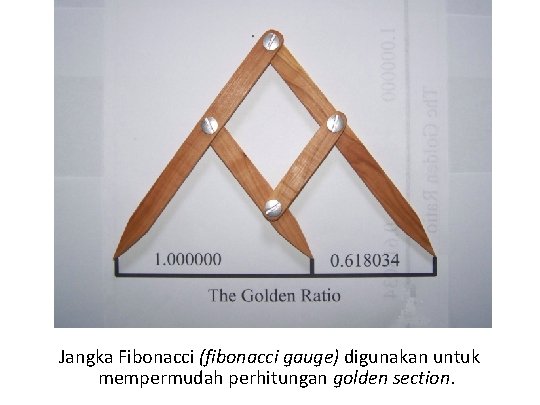 Jangka Fibonacci (fibonacci gauge) digunakan untuk mempermudah perhitungan golden section. 