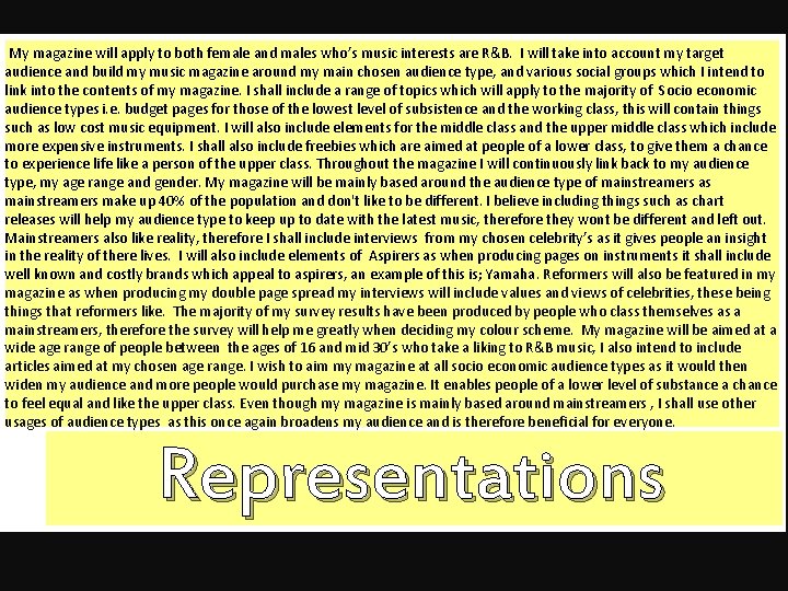 My magazine will apply to both female and males who’s music interests are R&B.