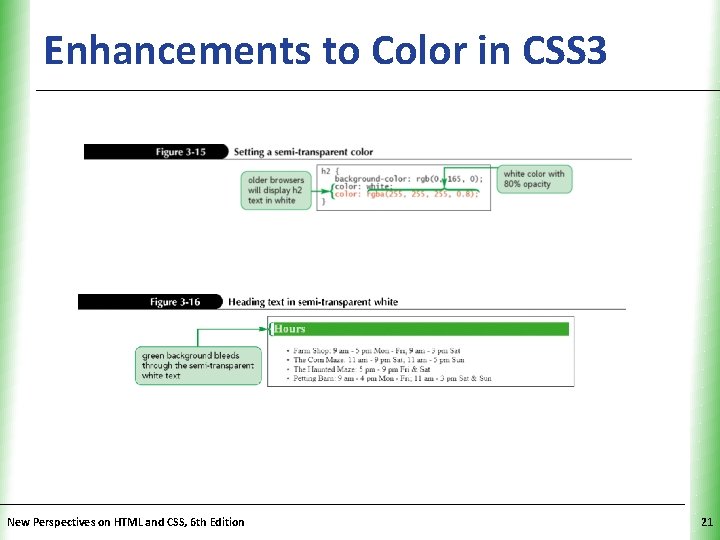 Enhancements to Color in CSS 3 New Perspectives on HTML and CSS, 6 th