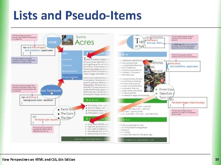 Lists and Pseudo-Items New Perspectives on HTML and CSS, 6 th Edition XP 39