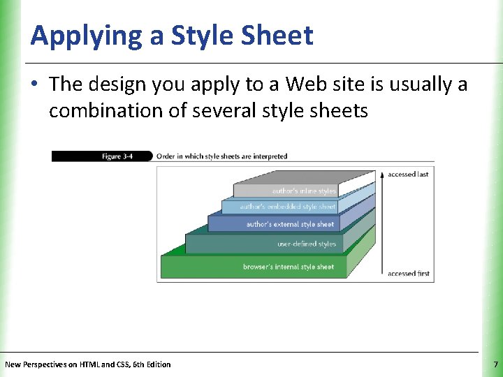 Applying a Style Sheet XP • The design you apply to a Web site