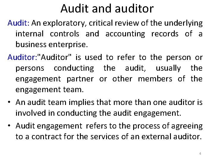 Audit and auditor Audit: An exploratory, critical review of the underlying internal controls and