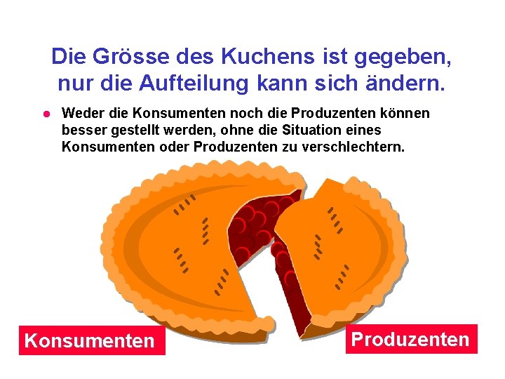 Die Grösse des Kuchens ist gegeben, nur die Aufteilung kann sich ändern. l Weder