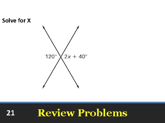 Solve for X 21 Review Problems 