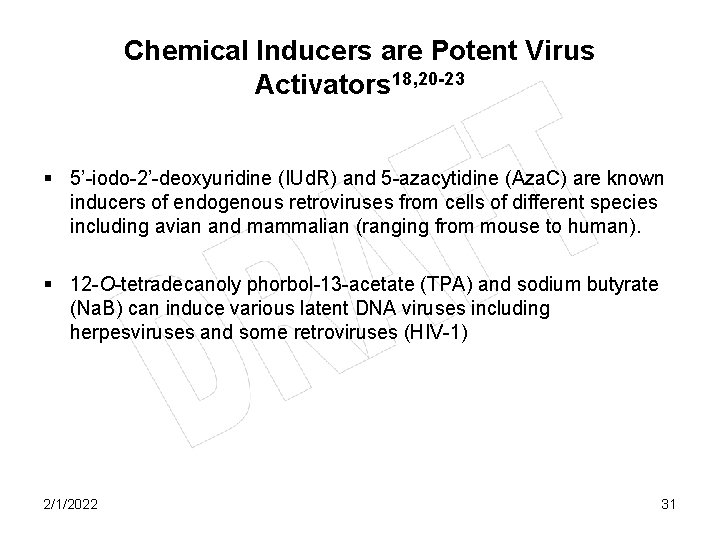 Chemical Inducers are Potent Virus Activators 18, 20 -23 § 5’-iodo-2’-deoxyuridine (IUd. R) and