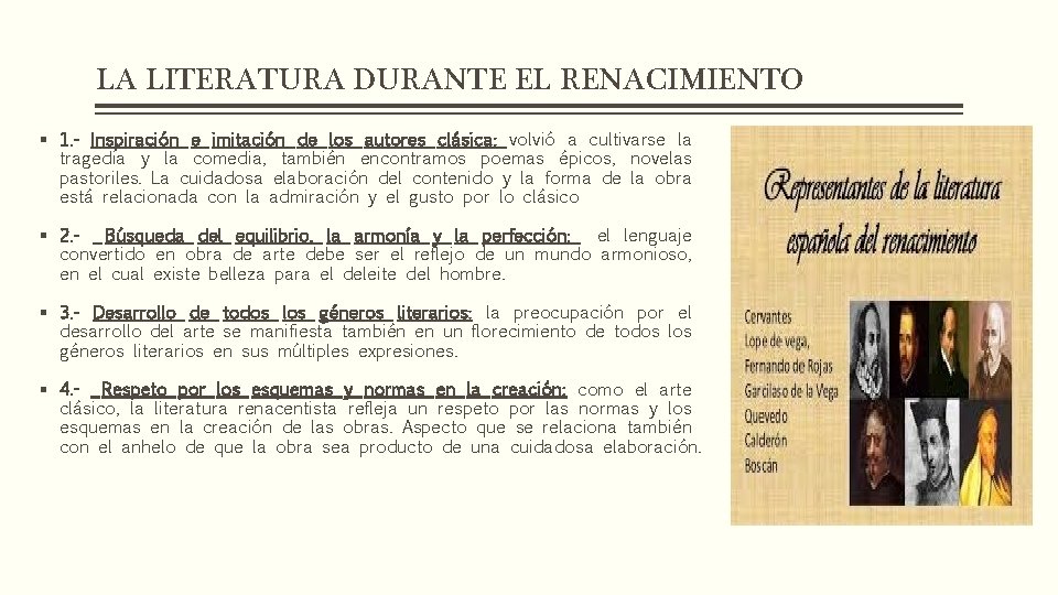 LA LITERATURA DURANTE EL RENACIMIENTO § 1. - Inspiración e imitación de los autores