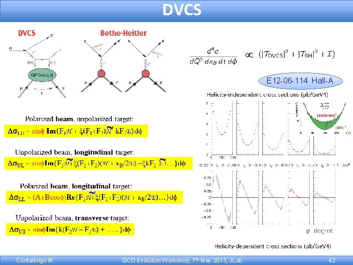 DVCS E 12 -06 -114 Hall-A Contalbrigo M. QCD Evolution Workshop, 7 th May