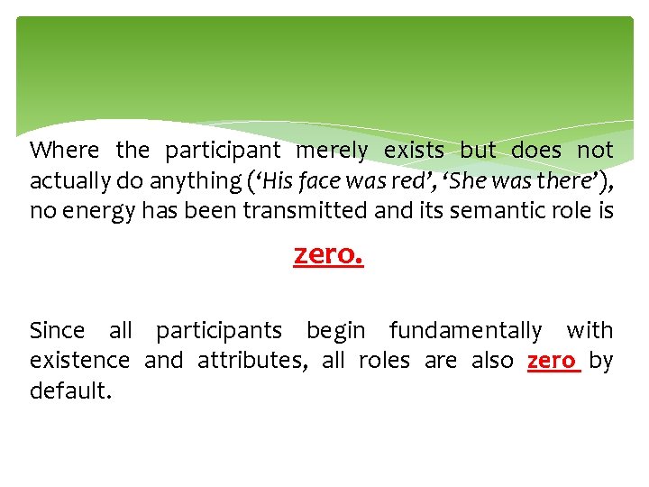 Where the participant merely exists but does not actually do anything (‘His face was