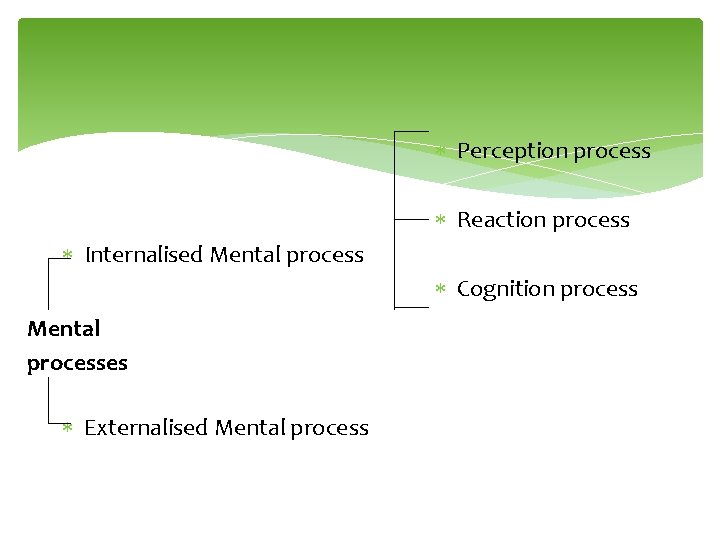  Perception process Reaction process Internalised Mental process Cognition process Mental processes Externalised Mental