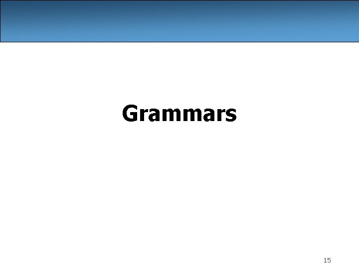Grammars 15 Grammars 15