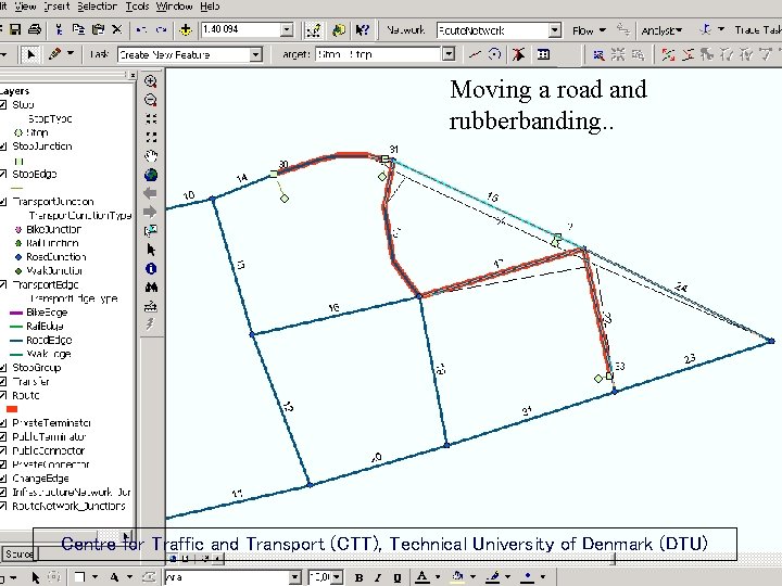 RULE-BASED OBJECT-ORIENTED MODELLING OF PUBLIC TRANSPORT SYSTEMS Moving a road and rubberbanding. . Centre